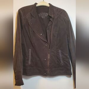 Size 8 Olsen Europe Brown Corduroy Blazer Jacket and Textured Fabric 98% Cotton